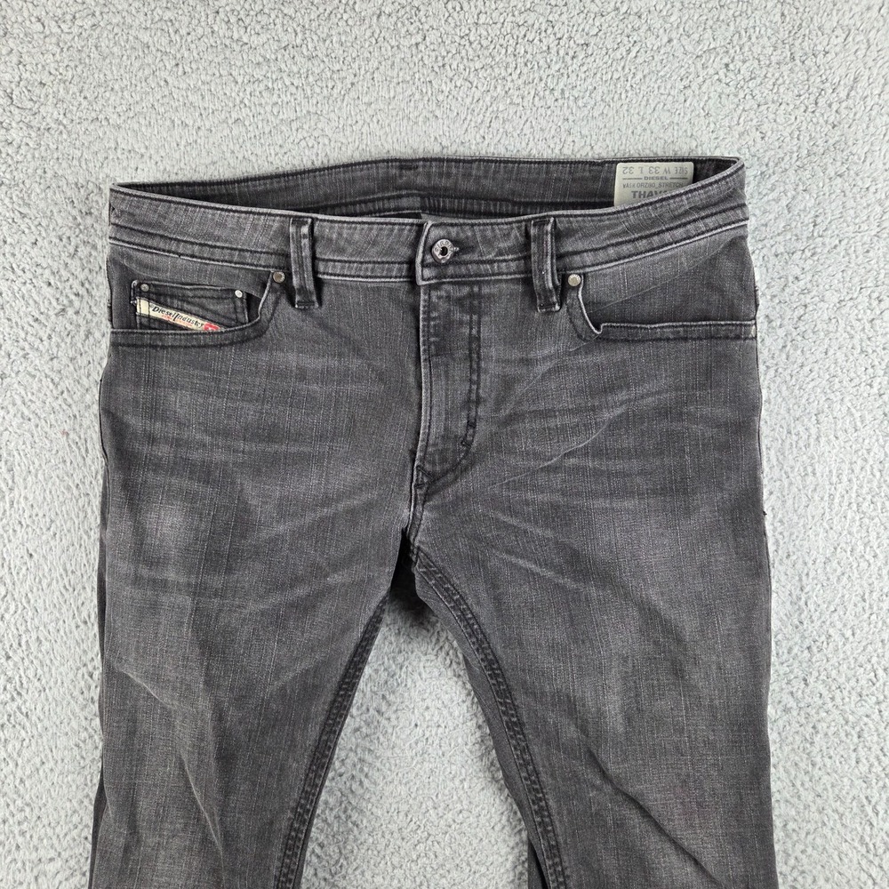 Diesel Thavar Jeans Mens 33x32 (36x26) Gray Black Slim Skinny Made‎ USA - Picture 2 of 13